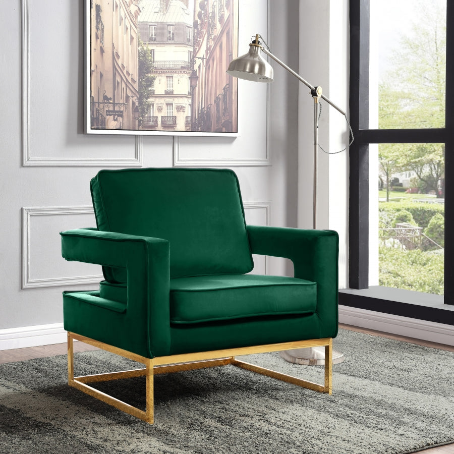 Noah Green Velvet Accent Chair from Meridian - Luna Furniture