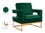 Noah Green Velvet Accent Chair from Meridian - Luna Furniture