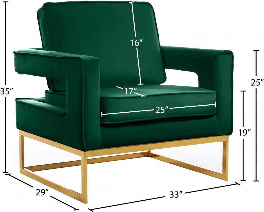 Noah Green Velvet Accent Chair from Meridian - Luna Furniture