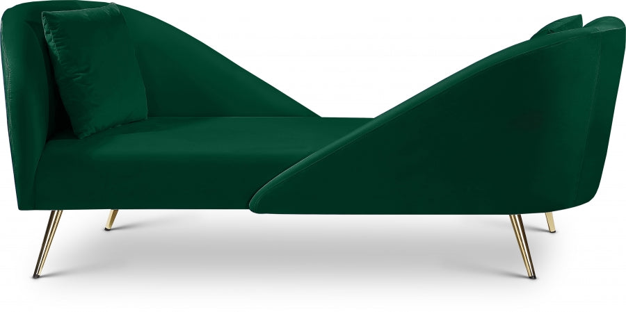 Nolan Green Velvet Chaise from Meridian - Luna Furniture