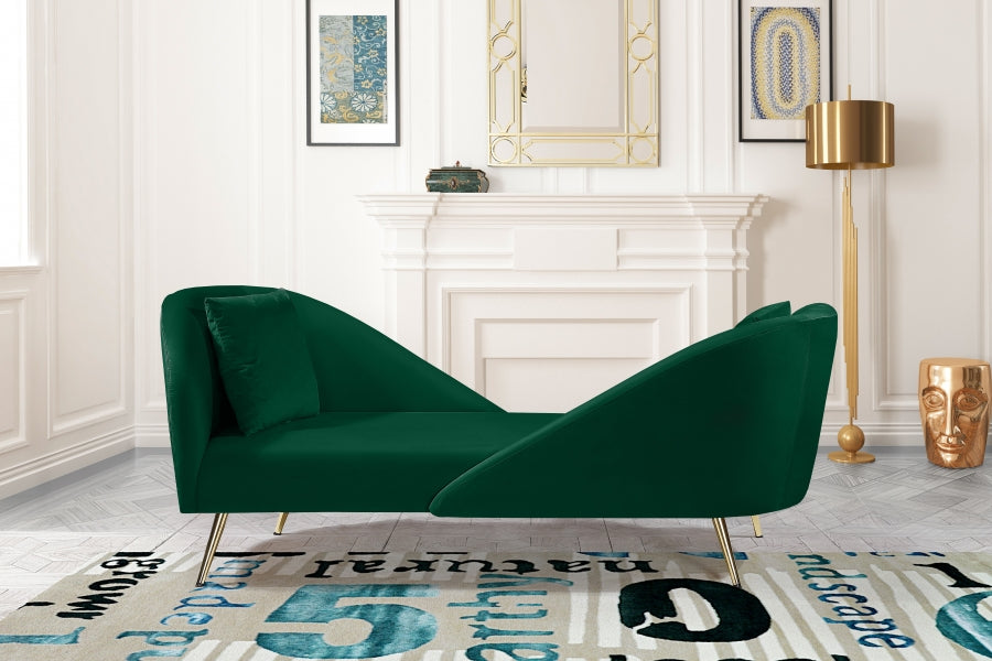 Nolan Green Velvet Chaise from Meridian - Luna Furniture