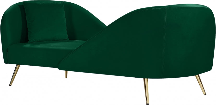 Nolan Green Velvet Chaise from Meridian - Luna Furniture