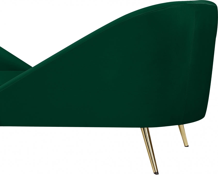 Nolan Green Velvet Chaise from Meridian - Luna Furniture