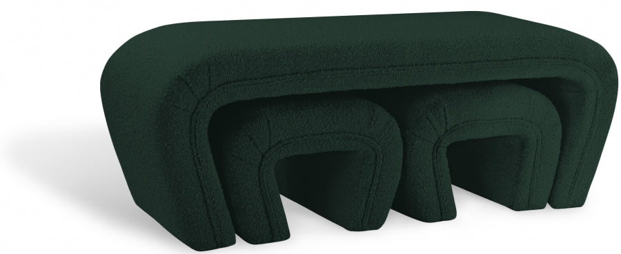 Odelia Green Boucle Fabric Bench from Meridian - Luna Furniture