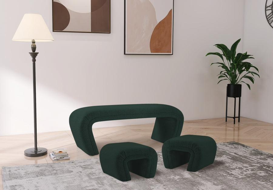 Odelia Green Boucle Fabric Bench from Meridian - Luna Furniture