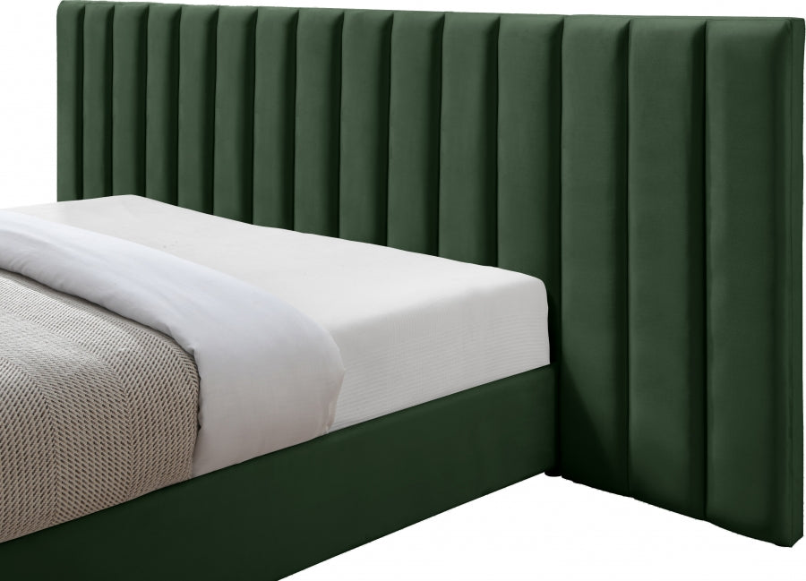 Pablo Green Velvet Queen Bed from Meridian - Luna Furniture