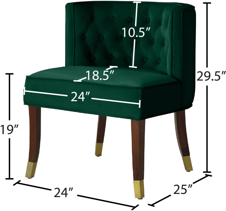 Perry Green Velvet Dining Chair, Set of 2 from Meridian - Luna Furniture