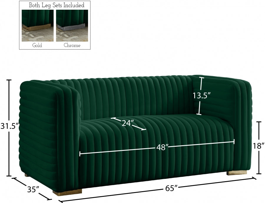 Ravish Green Velvet Loveseat from Meridian - Luna Furniture