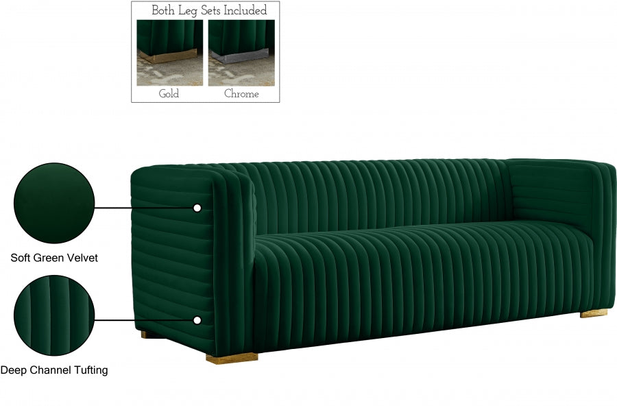 Ravish Green Velvet Sofa from Meridian - Luna Furniture