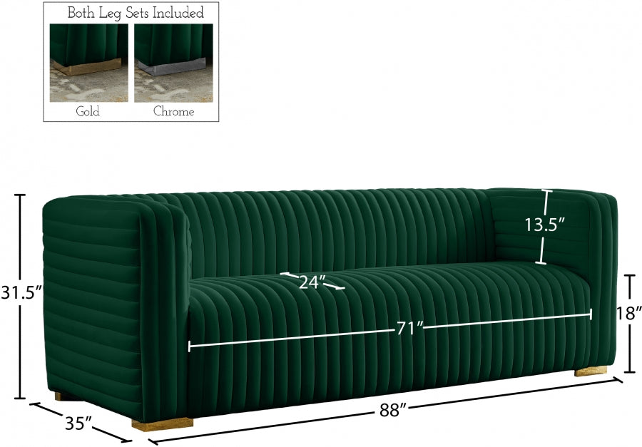 Ravish Green Velvet Sofa from Meridian - Luna Furniture