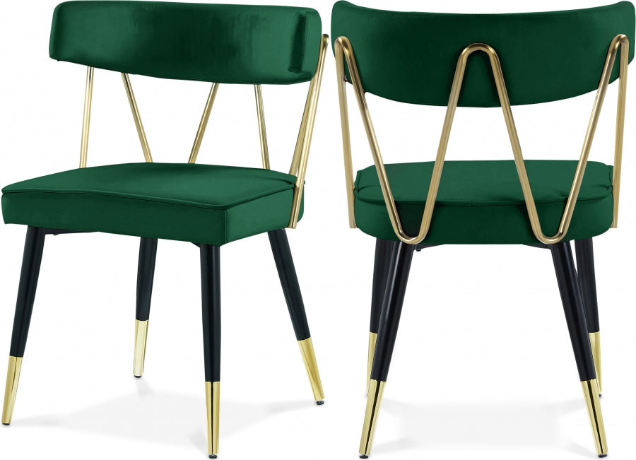 Rheingold Green Velvet Dining Chair, Set of 2 from Meridian - Luna Furniture