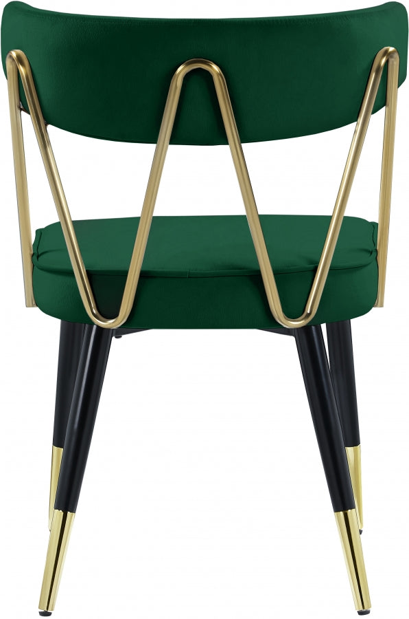 Rheingold Green Velvet Dining Chair, Set of 2 from Meridian - Luna Furniture