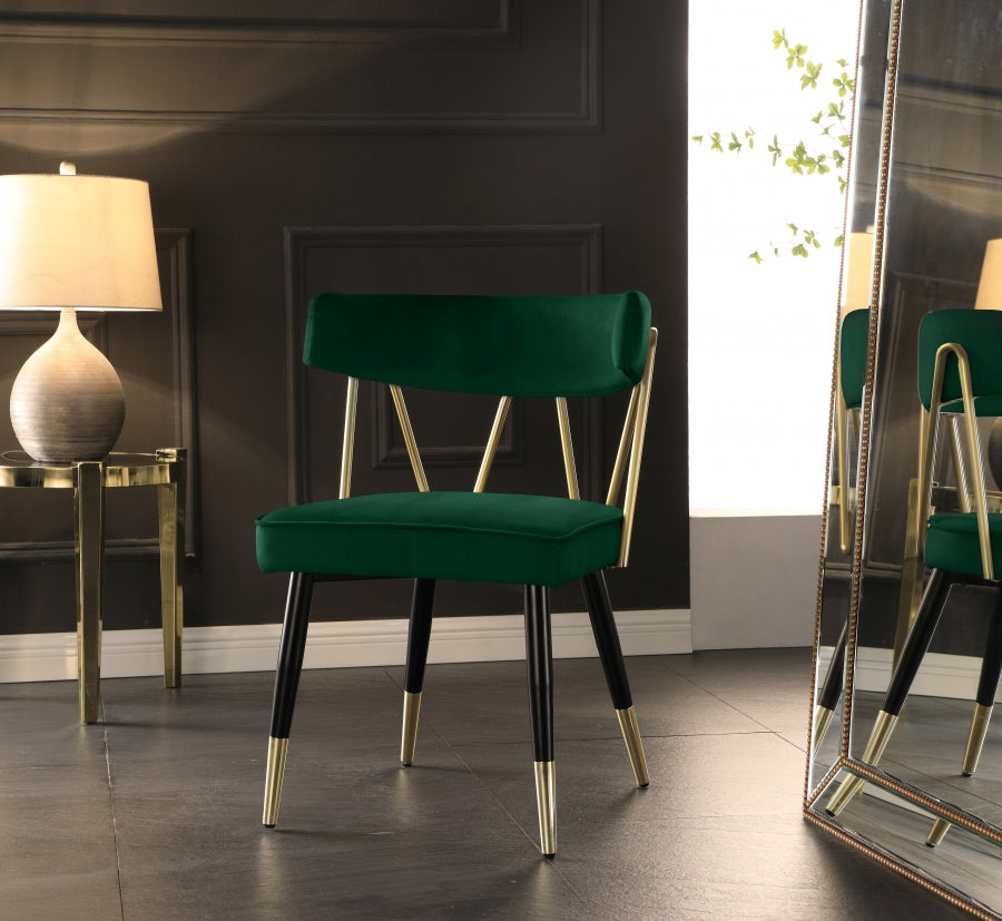 Rheingold Green Velvet Dining Chair, Set of 2 from Meridian - Luna Furniture