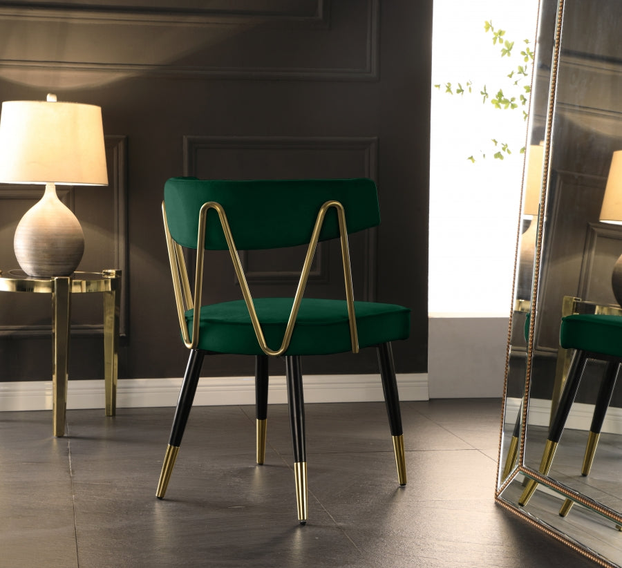 Rheingold Green Velvet Dining Chair, Set of 2 from Meridian - Luna Furniture