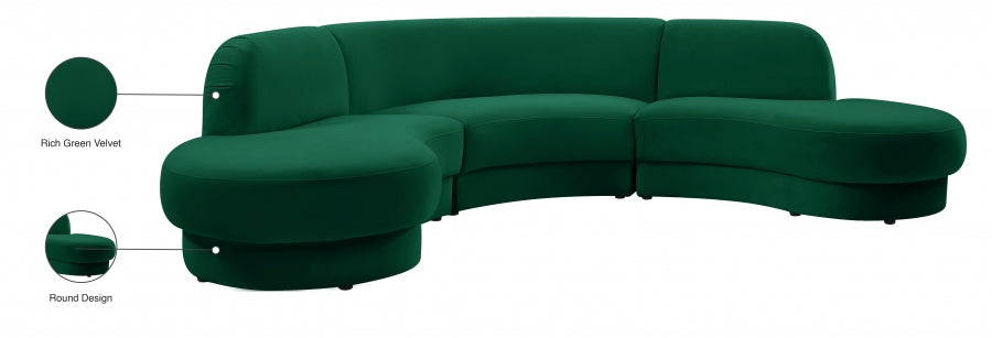 Rosa Green Velvet 3pc. Sectional from Meridian - Luna Furniture