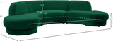 Rosa Green Velvet 3pc. Sectional from Meridian - Luna Furniture