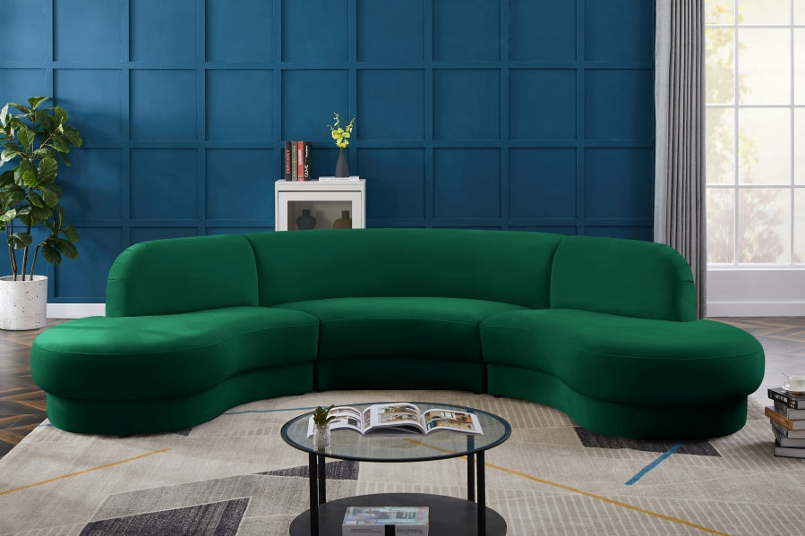 Rosa Green Velvet 3pc. Sectional from Meridian - Luna Furniture