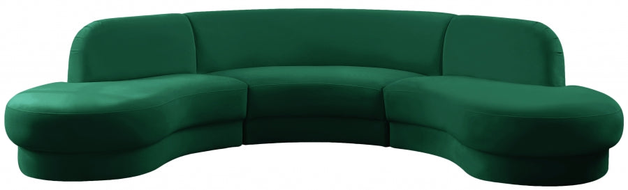 Rosa Green Velvet 3pc. Sectional from Meridian - Luna Furniture