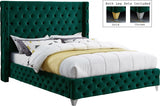 Savan Green Velvet King Bed from Meridian - Luna Furniture