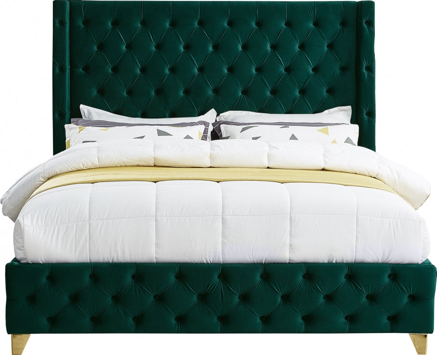 Savan Green Velvet King Bed from Meridian - Luna Furniture