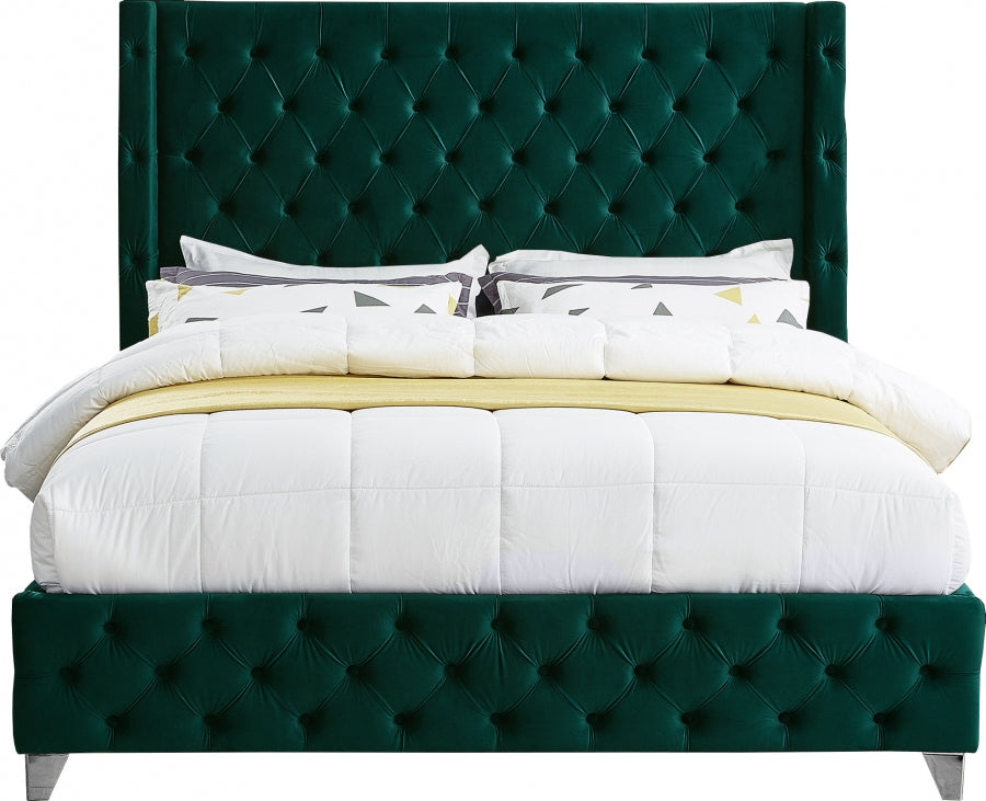 Savan Green Velvet King Bed from Meridian - Luna Furniture