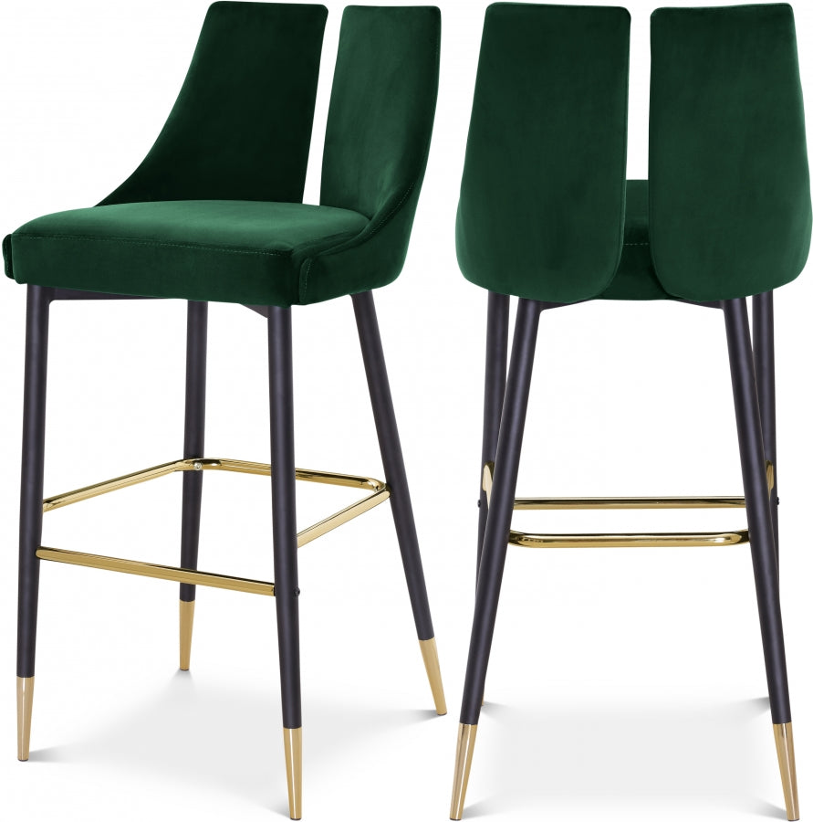 Sleek Green Bar Stool, Set of 2 from Meridian - Luna Furniture