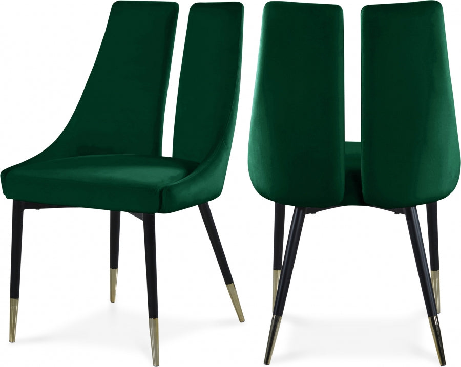 Sleek Green Velvet Dining Chair from Meridian - Luna Furniture