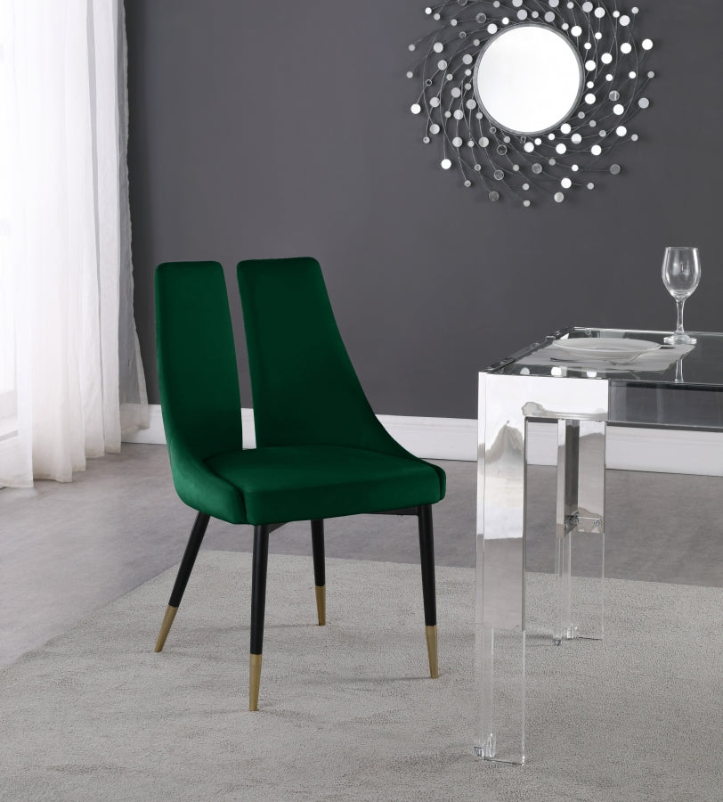 Sleek Green Velvet Dining Chair from Meridian - Luna Furniture