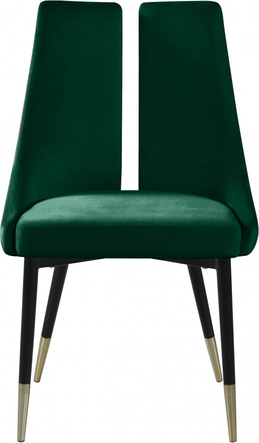 Sleek Green Velvet Dining Chair from Meridian - Luna Furniture