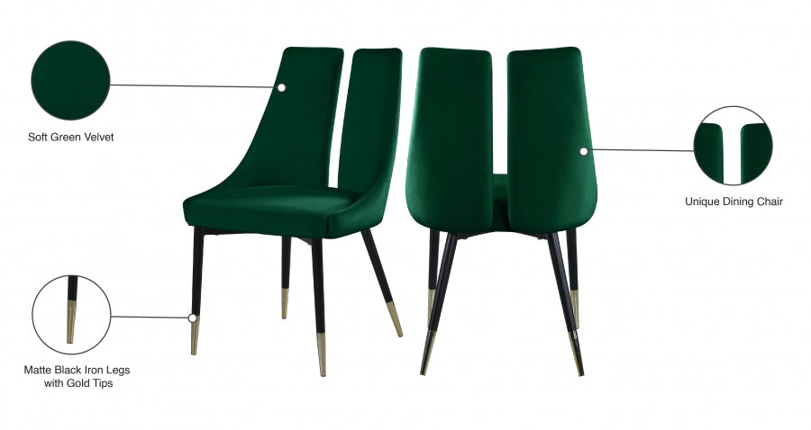 Sleek Green Velvet Dining Chair from Meridian - Luna Furniture