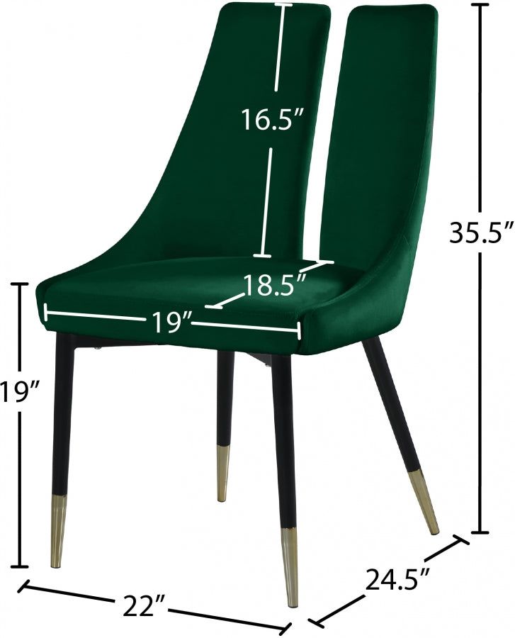 Sleek Green Velvet Dining Chair from Meridian - Luna Furniture