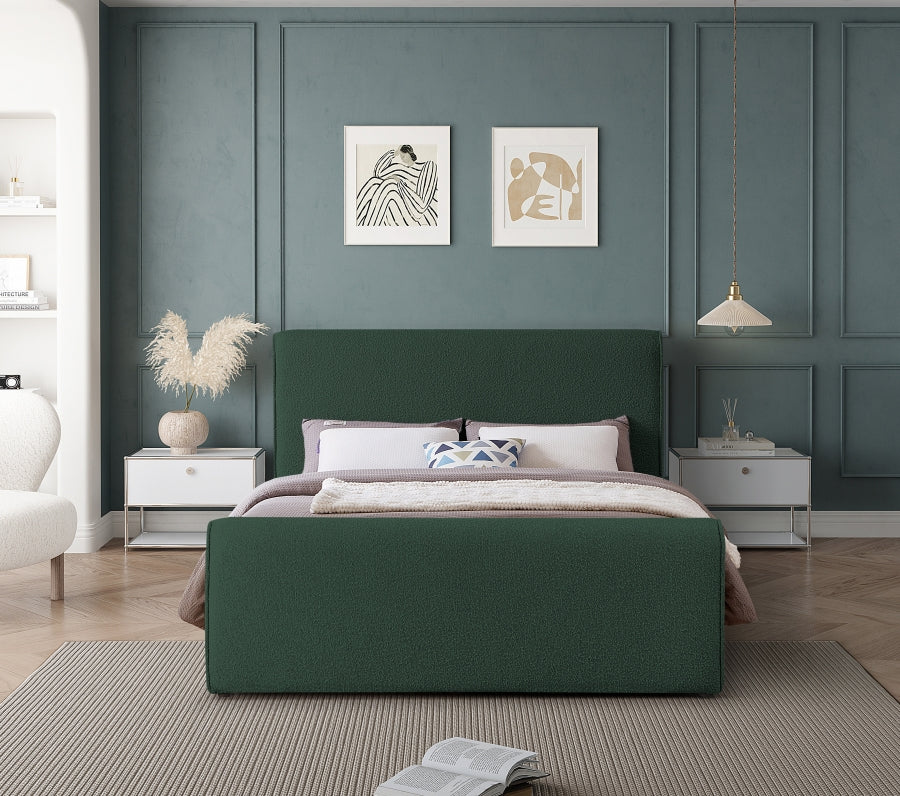 Green Stylus Boucle Fabric Queen Bed from Meridian - Luna Furniture