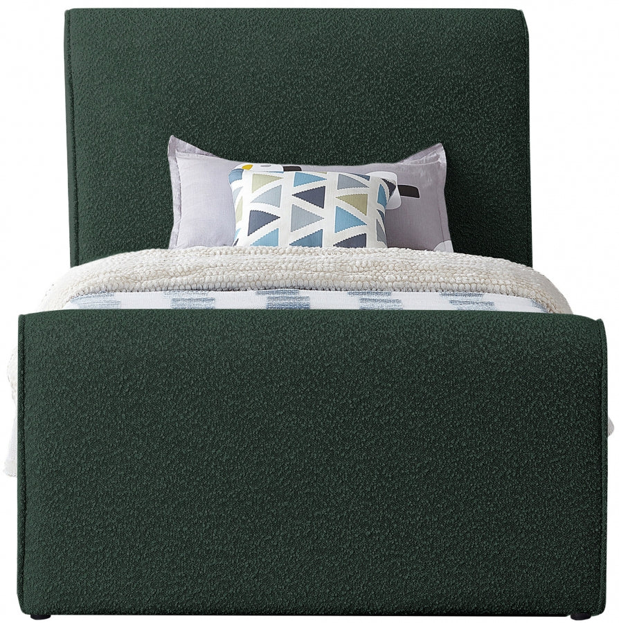 Green Stylus Boucle Fabric Twin Bed from Meridian - Luna Furniture