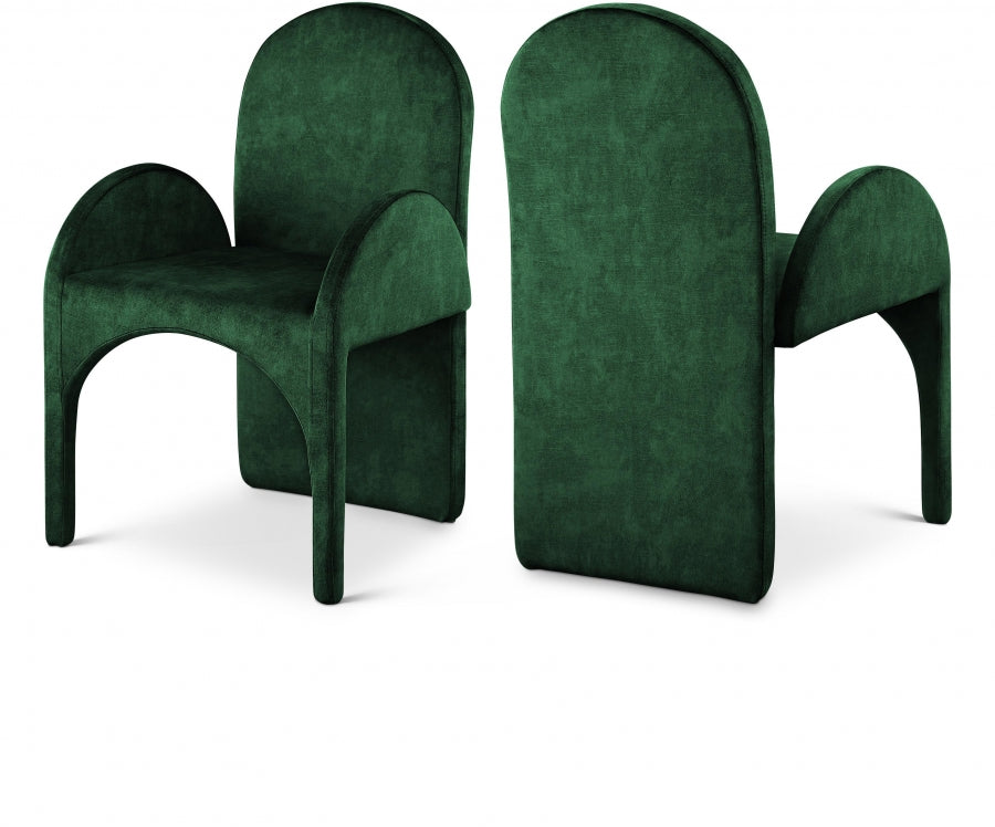 Summer Green Velvet Dining Arm Chair, Set of 2 from Meridian - Luna Furniture