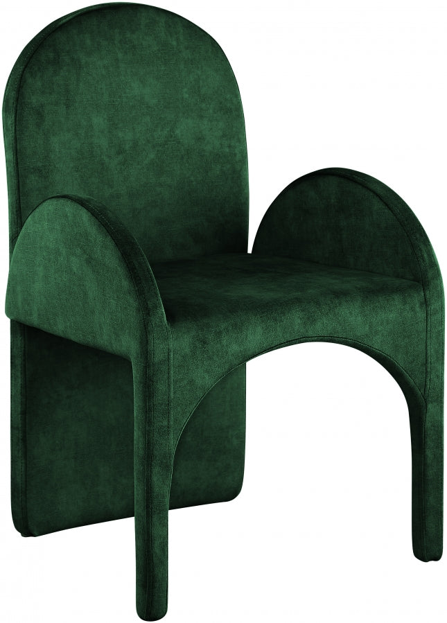 Summer Green Velvet Dining Arm Chair, Set of 2 from Meridian - Luna Furniture