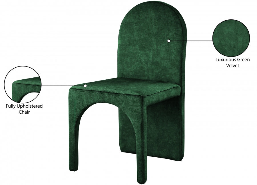 Summer Green Velvet Dining Side Chair, Set of 2 from Meridian - Luna Furniture