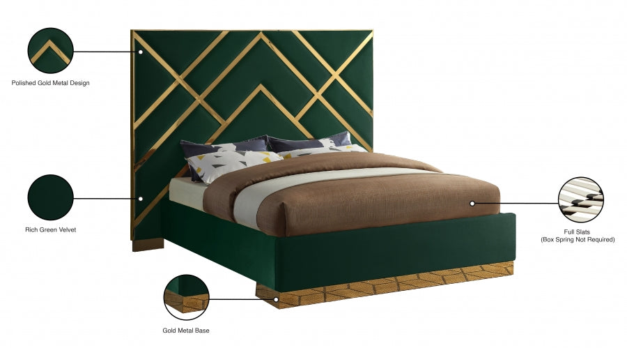 Vector Green Velvet King Bed from Meridian - Luna Furniture