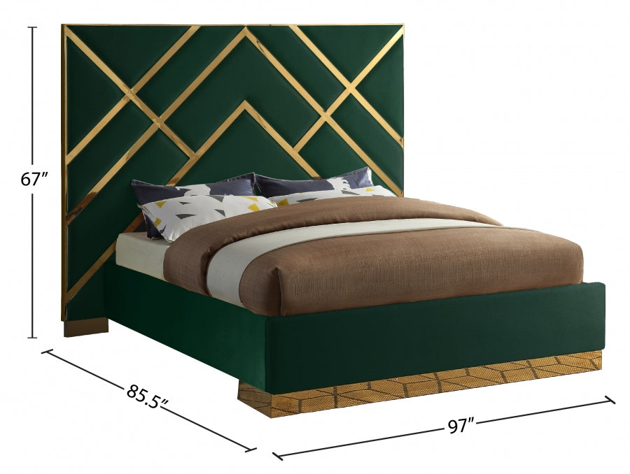 Vector Green Velvet King Bed from Meridian - Luna Furniture