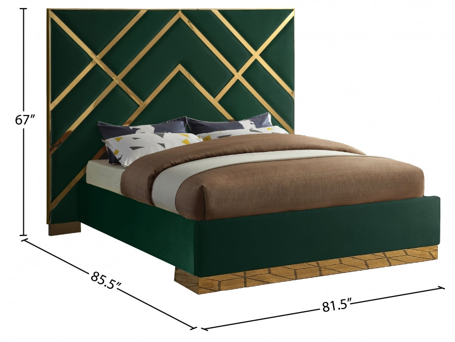 Vector Green Velvet Queen Bed from Meridian - Luna Furniture