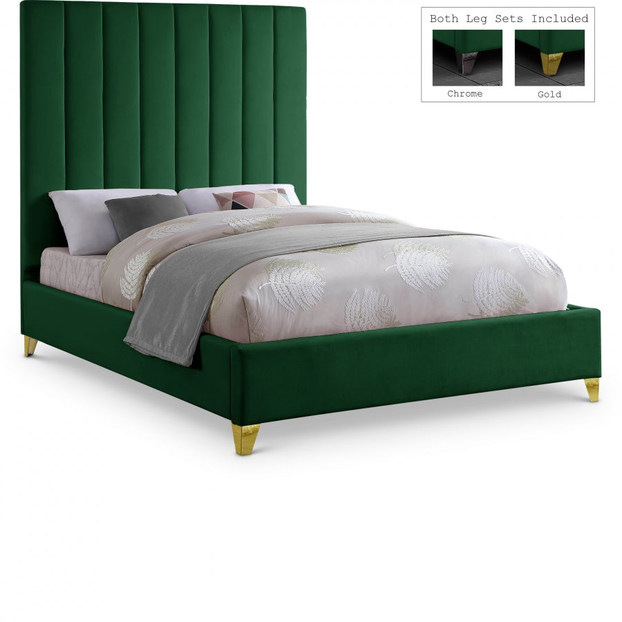 Via Green Velvet Full Bed from Meridian - Luna Furniture