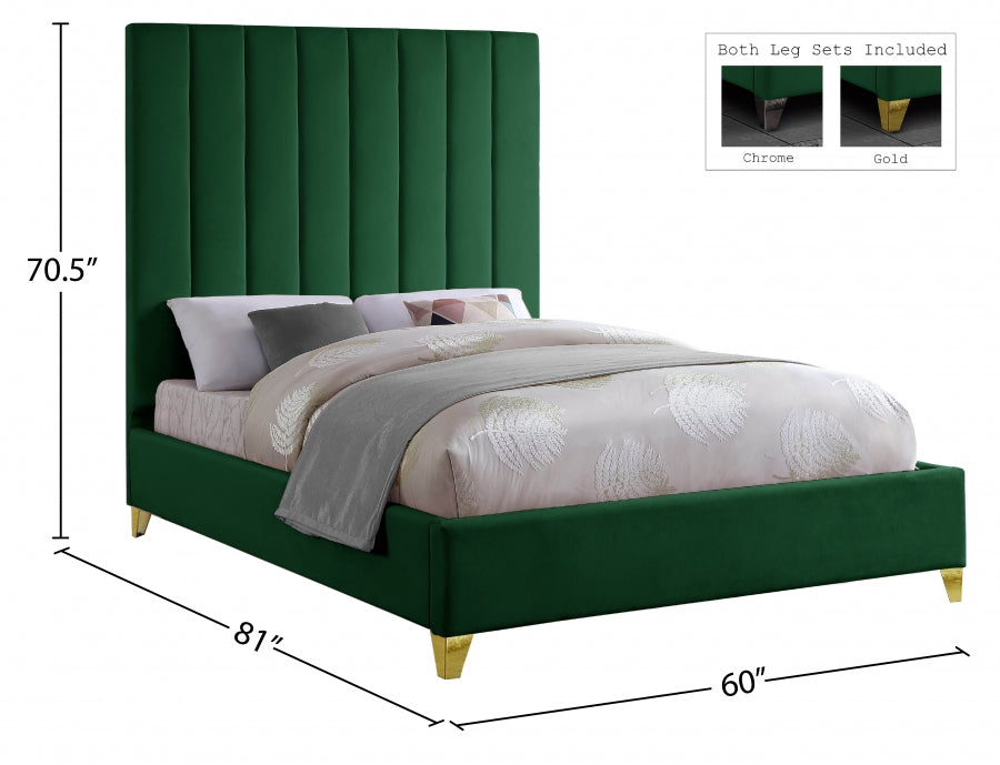 Via Green Velvet Full Bed from Meridian - Luna Furniture