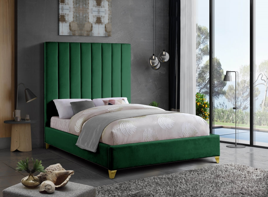 Via Green Velvet Full Bed from Meridian - Luna Furniture