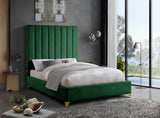 Via Green Velvet King Bed from Meridian - Luna Furniture