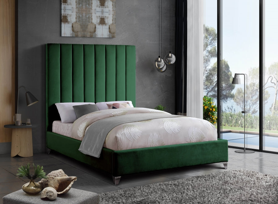 Via Green Velvet Queen Bed from Meridian - Luna Furniture