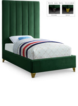 Via Green Velvet Twin Bed from Meridian - Luna Furniture