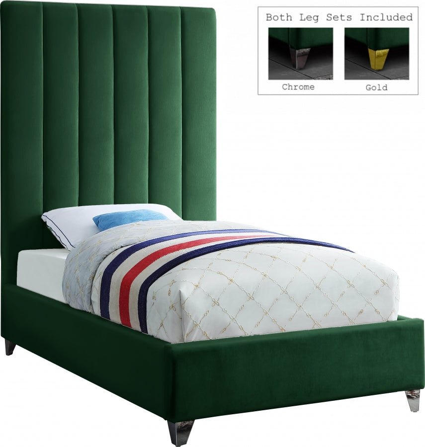 Via Green Velvet Twin Bed from Meridian - Luna Furniture