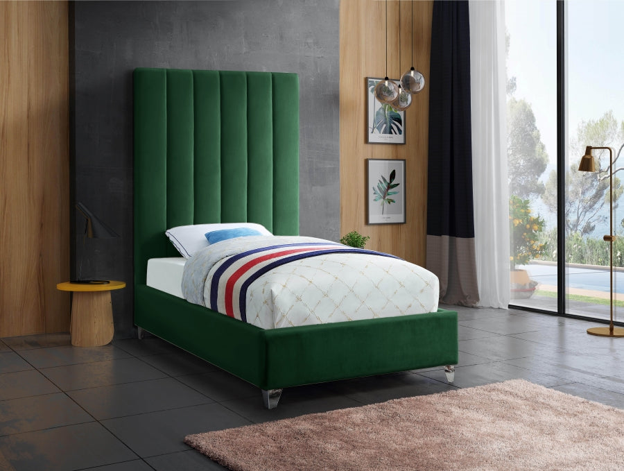 Via Green Velvet Twin Bed from Meridian - Luna Furniture