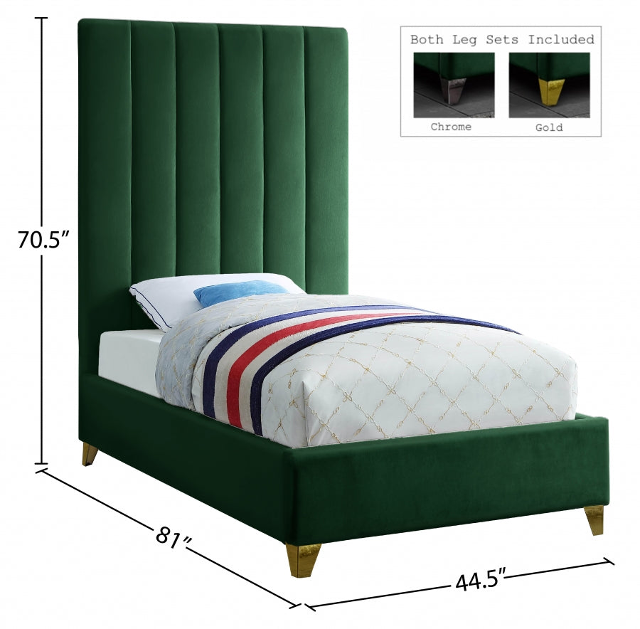 Via Green Velvet Twin Bed from Meridian - Luna Furniture