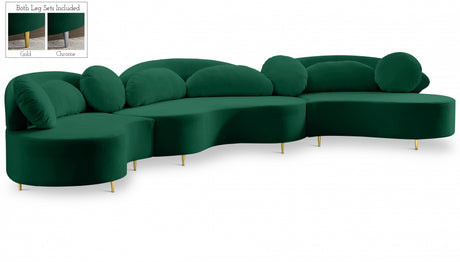 Vivacious Green Velvet 3pc. Sectional from Meridian - Luna Furniture