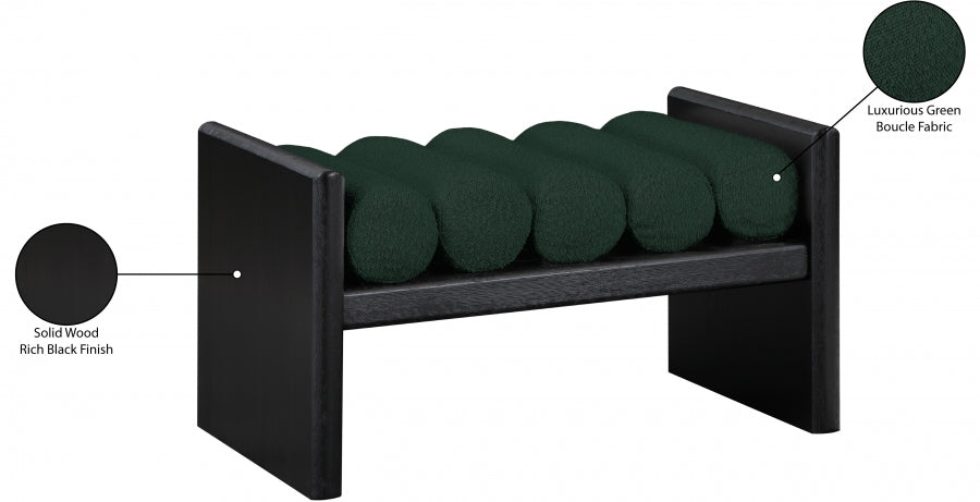 Waverly Green Boucle Fabric Bench from Meridian - Luna Furniture